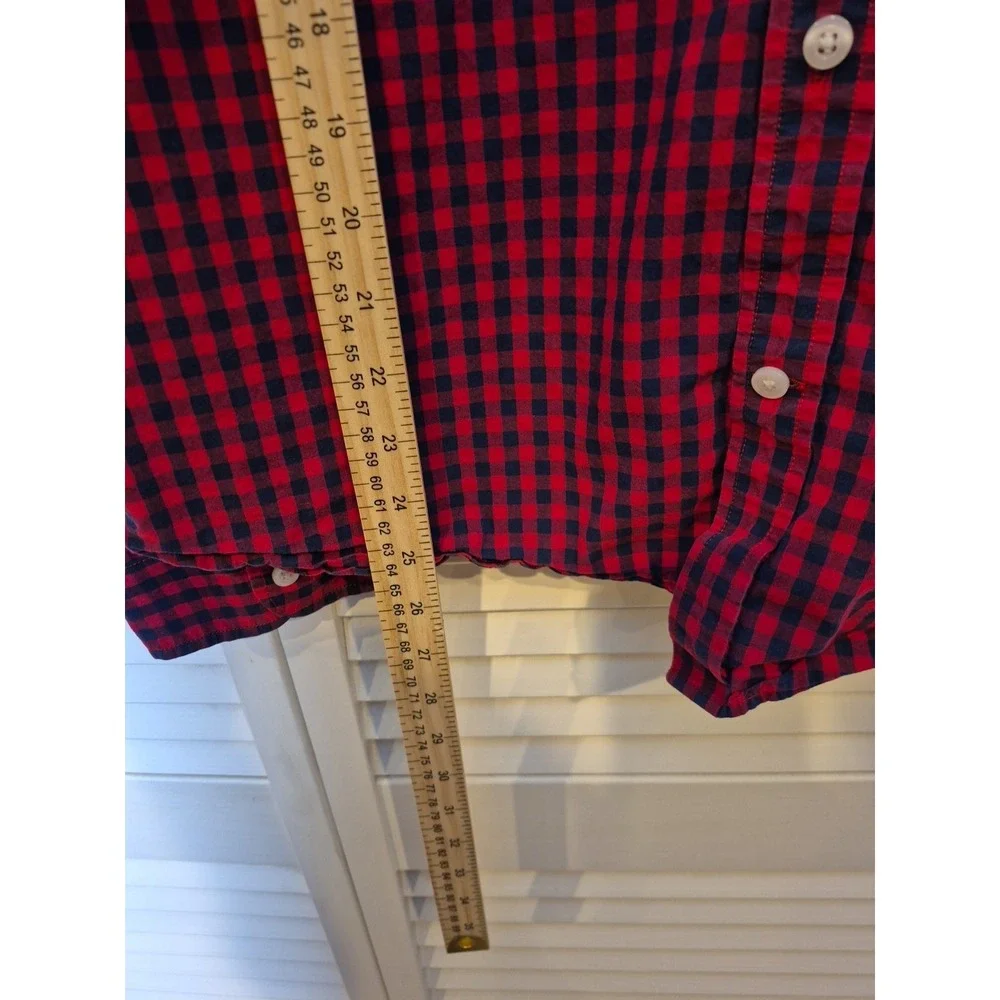 Old Navy Shirt Mens L Red Blue Check Button Down Long Sleeve 100% Cotton Classic